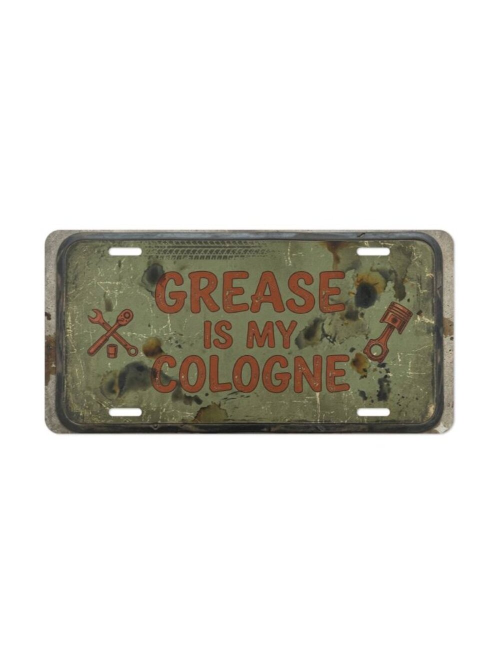 Grease Is My Cologne Front Vanity Metal Car Tag Rustic Mechanic License Plate